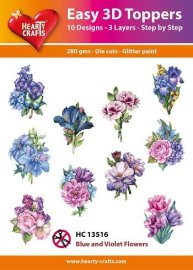 Easy 3D Toppers - Blue & Violet Flowers