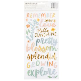 Pebbles Thickers Stickers - Phrase Gold Foil Foam Sunny Bloom