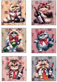 Klippark A4 Crazy Wine Cat