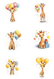 Klippark A4 Giraff med Ballong