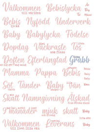 Textark A4 Babylycka Rosa text