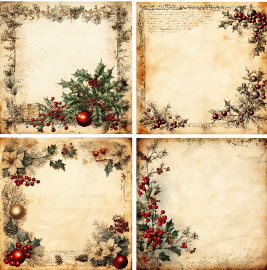 4 motivbilder på papper 12x12 inch - Julpapper