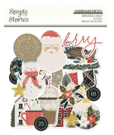 Simple Stories Chipboard Pieces - Mistletoe & Holly