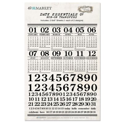 49 and Market Rub-Ons 6x8 inch - Date Essentials 01
